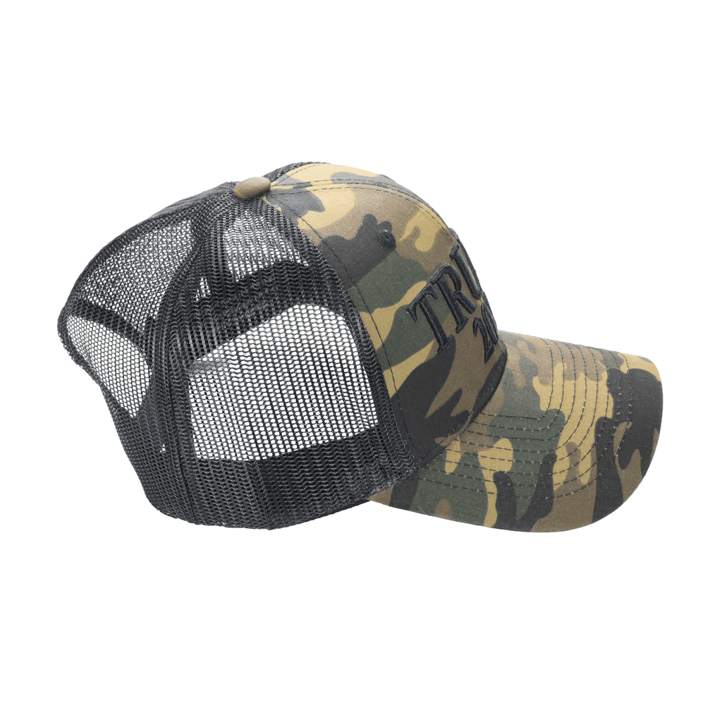 Trump 2028 Camo Trucker Cap – Patriotic Mesh Back MAGA Hat, Adjustable Snapback