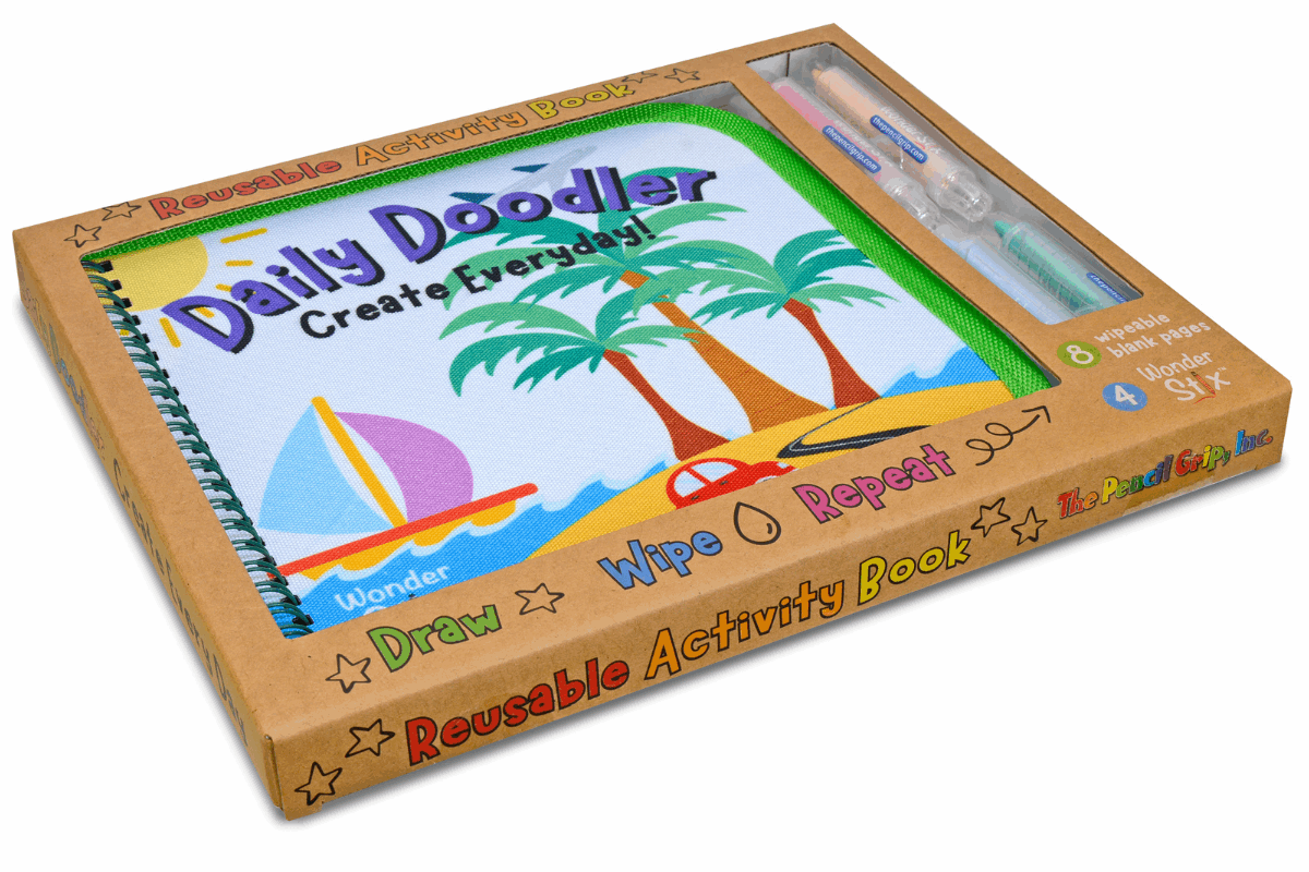 Daily Doodler Reusable Activity Book- Travel Cover, Includes 4 Wonder Stix