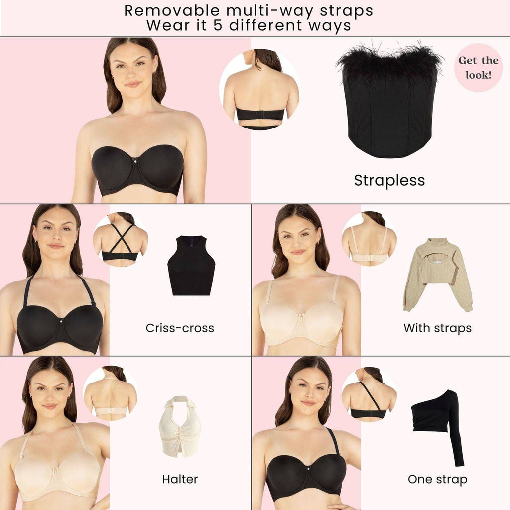 Elise Full Bust Strapless Bra - Black