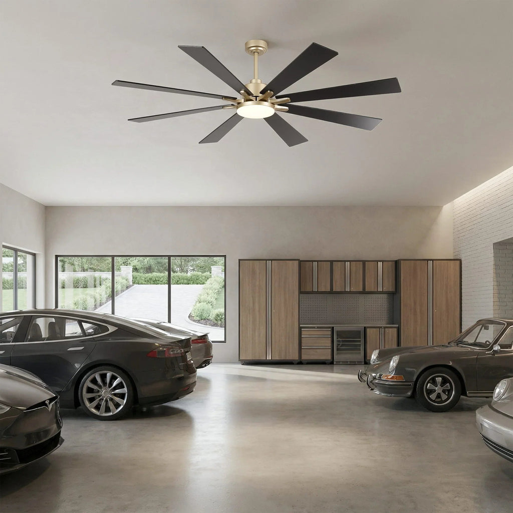 72 Inch Elbe Modern Downrod Mount Ceiling Fan with Light and Remote Control