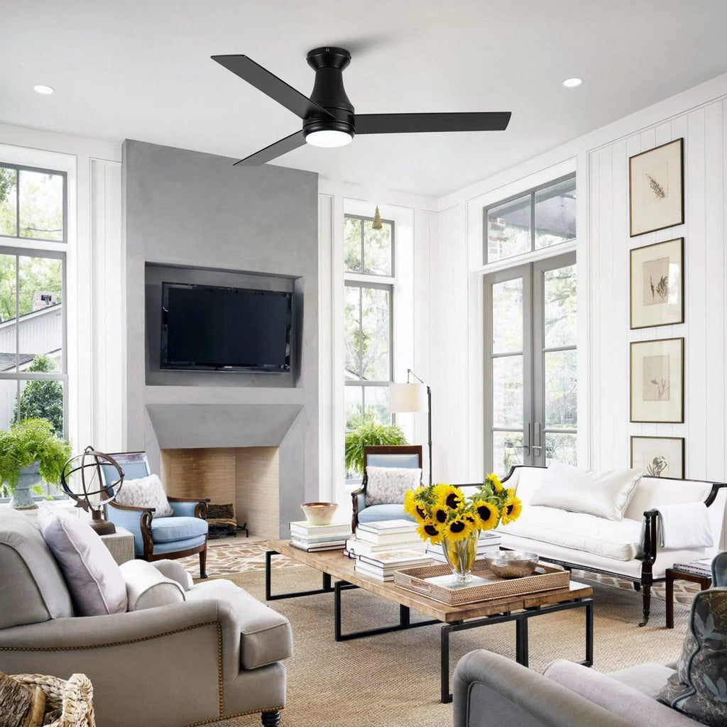 Vaczon 48" 3 Blades Flush Mount Ceiling Fan with Lighting and Remote Control