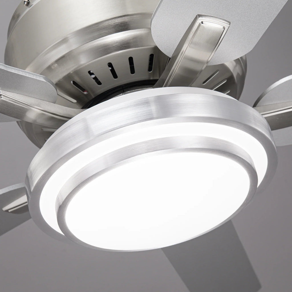 Vaczon 52 Inch Double-sided Blades Flush Mount LED Ceiling Fan with APP and Remote Control