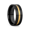 VIVALDI Black Ceramic Wedding Band With Yellow Gold Groove - 4mm - 8mm