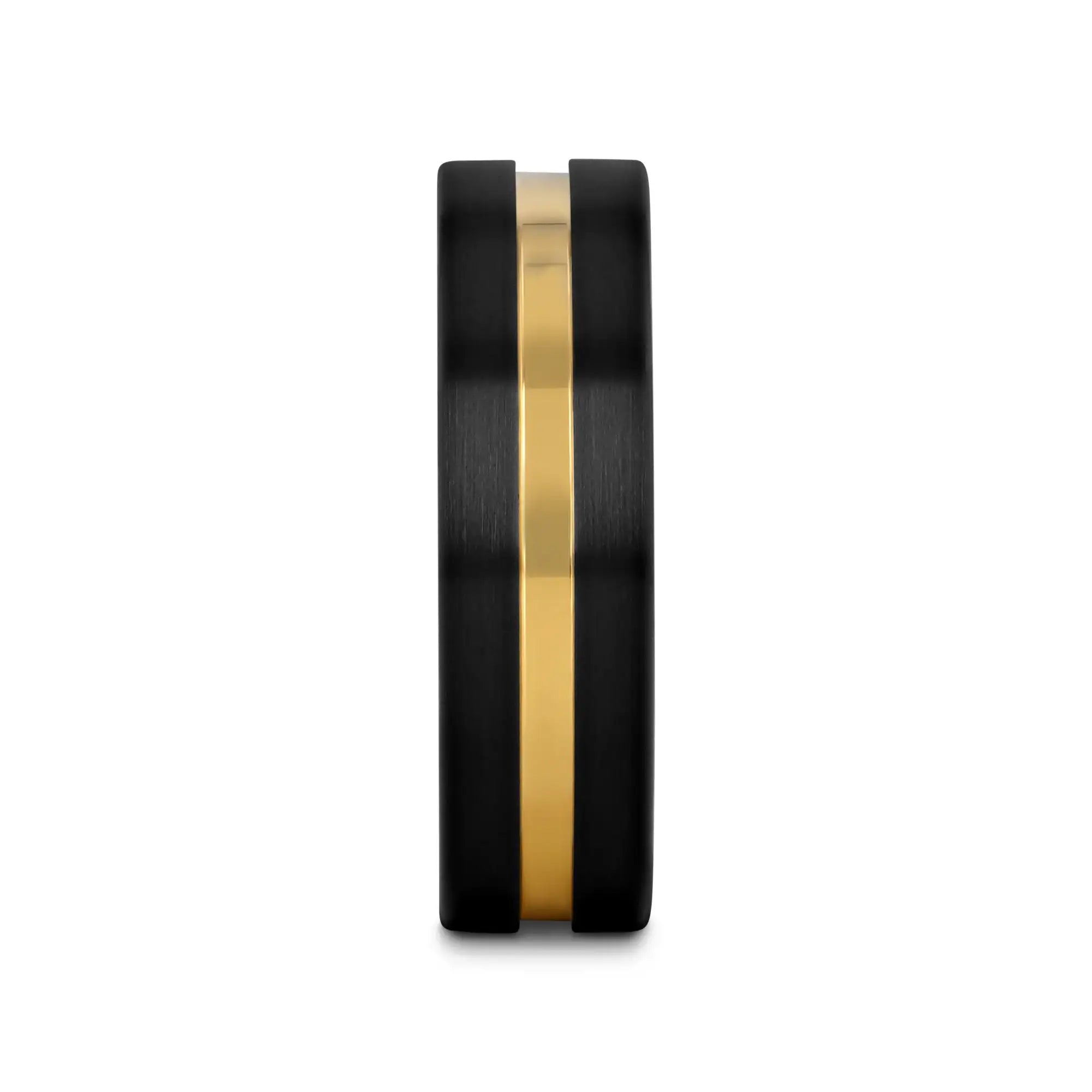 VIVALDI Black Ceramic Wedding Band With Yellow Gold Groove - 4mm - 8mm