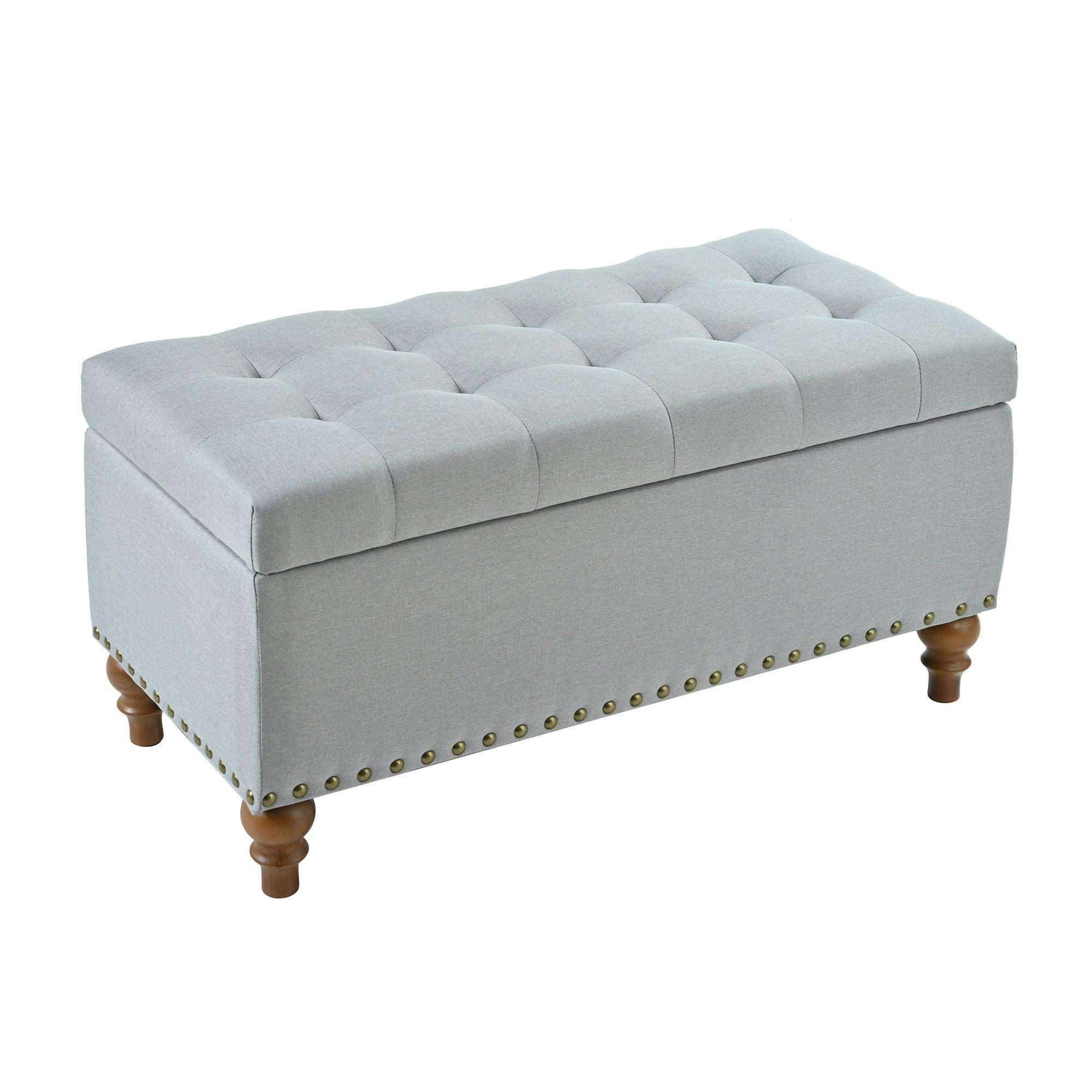 36 inch ottoman storage bench with recessed hinge top