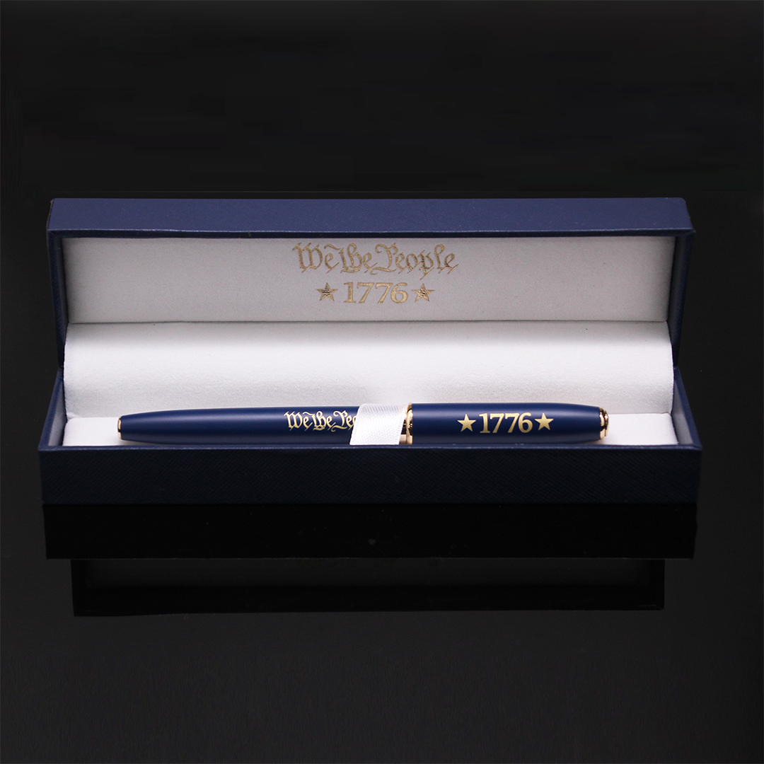 We The People 1776 Collectible Pen displayed in open presentation case