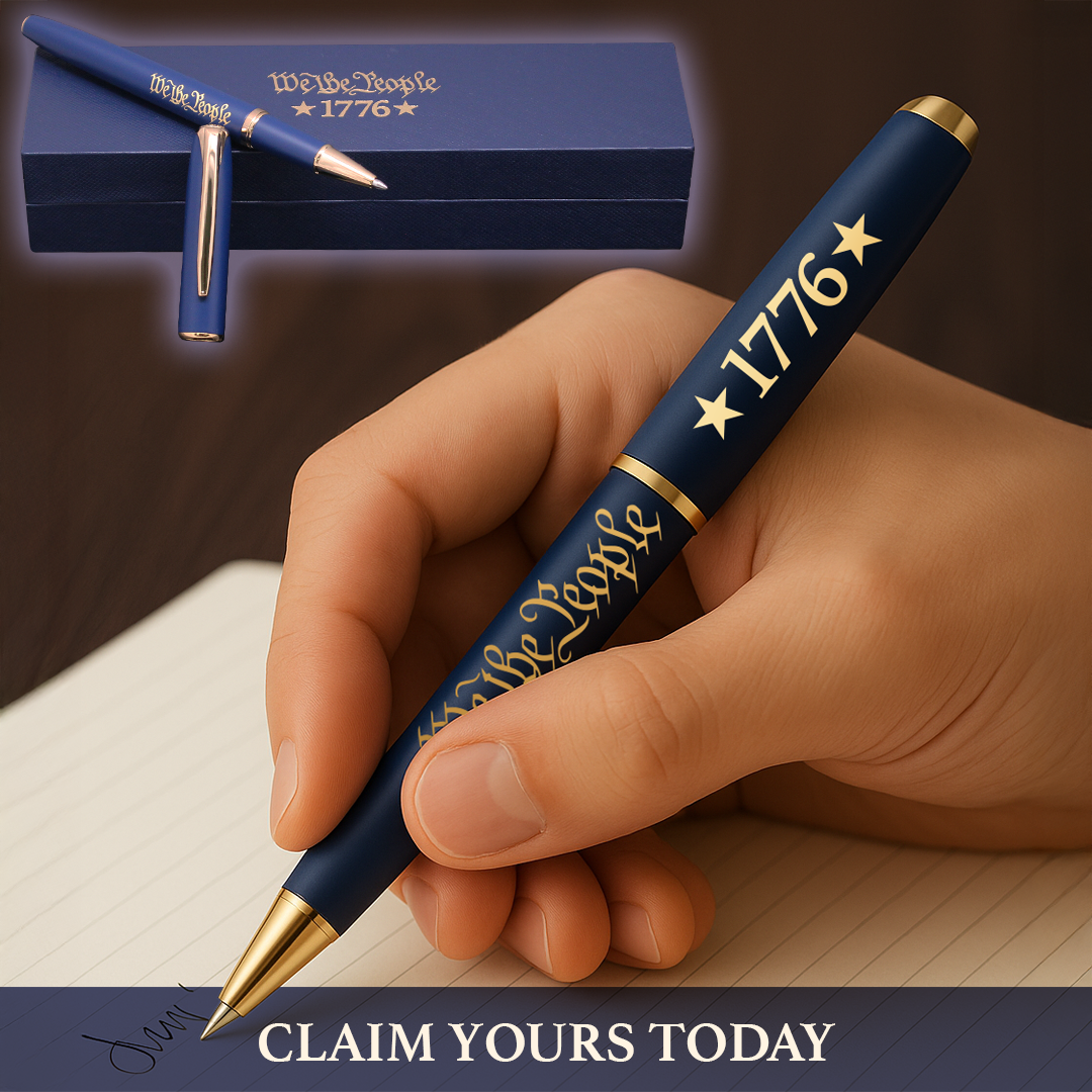 We The People 1776 Collectible Pen writing on paper patriotic pen