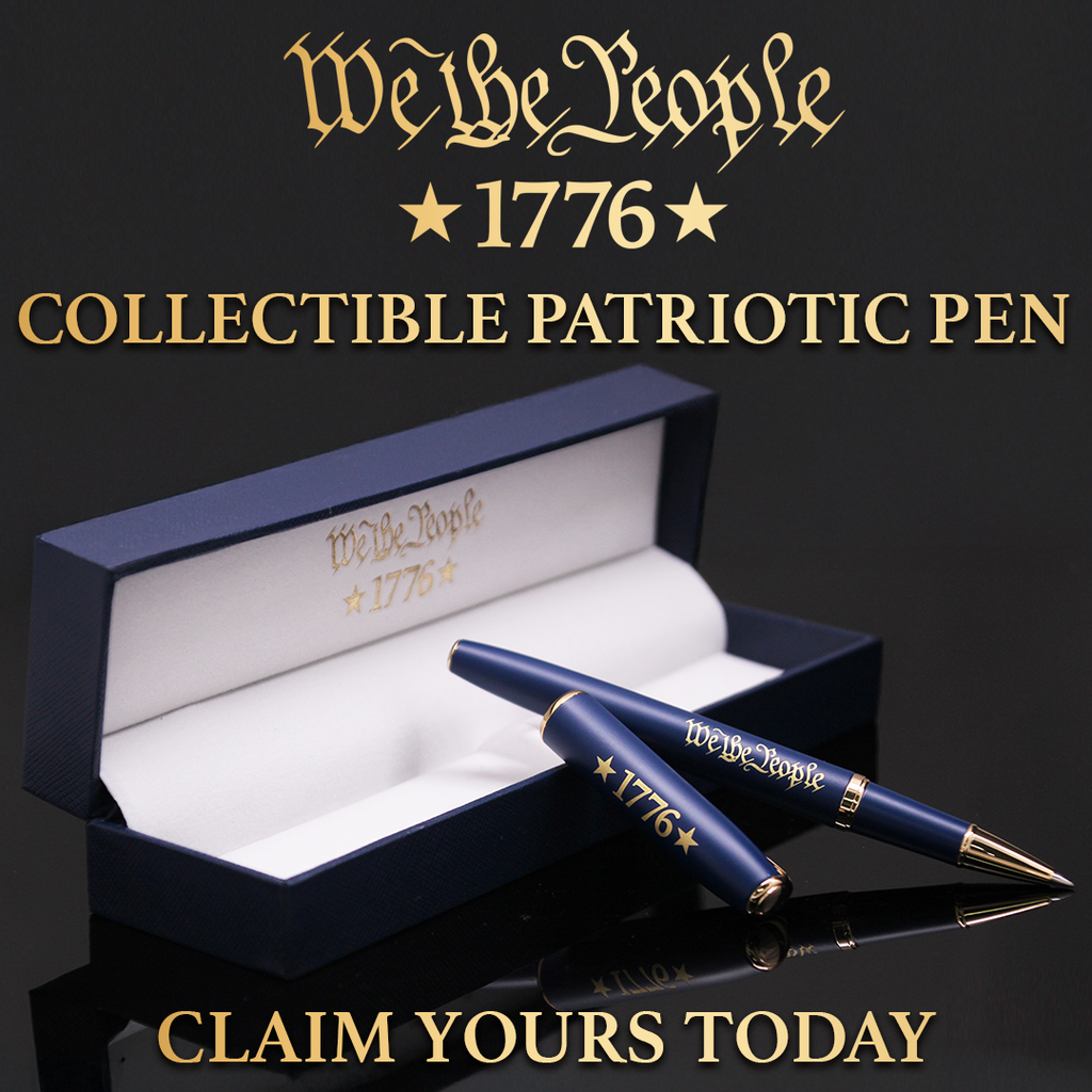 We The People 1776 Collectible Pen removed from open case close up