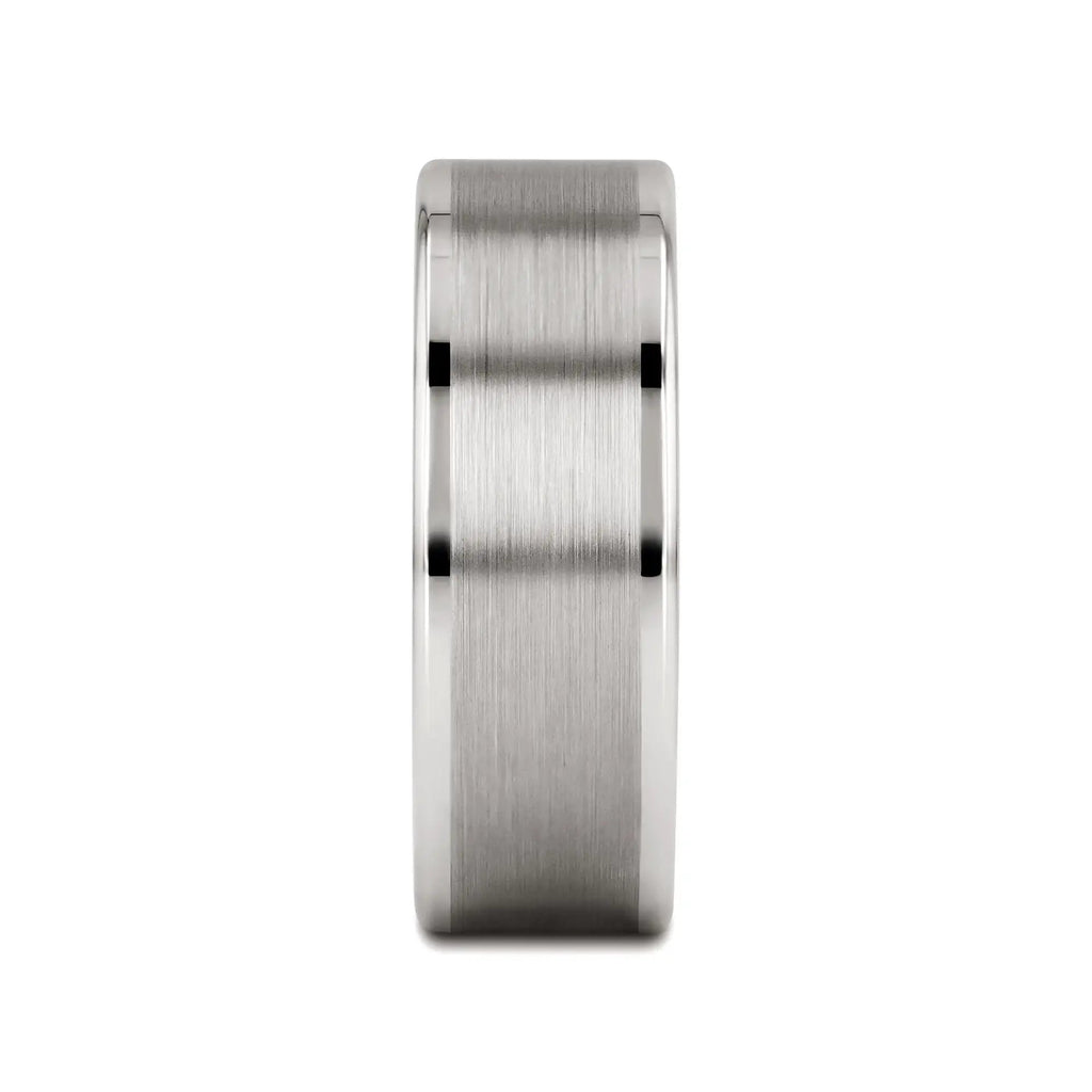 WAYNE Flat White Tungsten Wedding Band with Brushed Finished Center - 4mm - 8mm