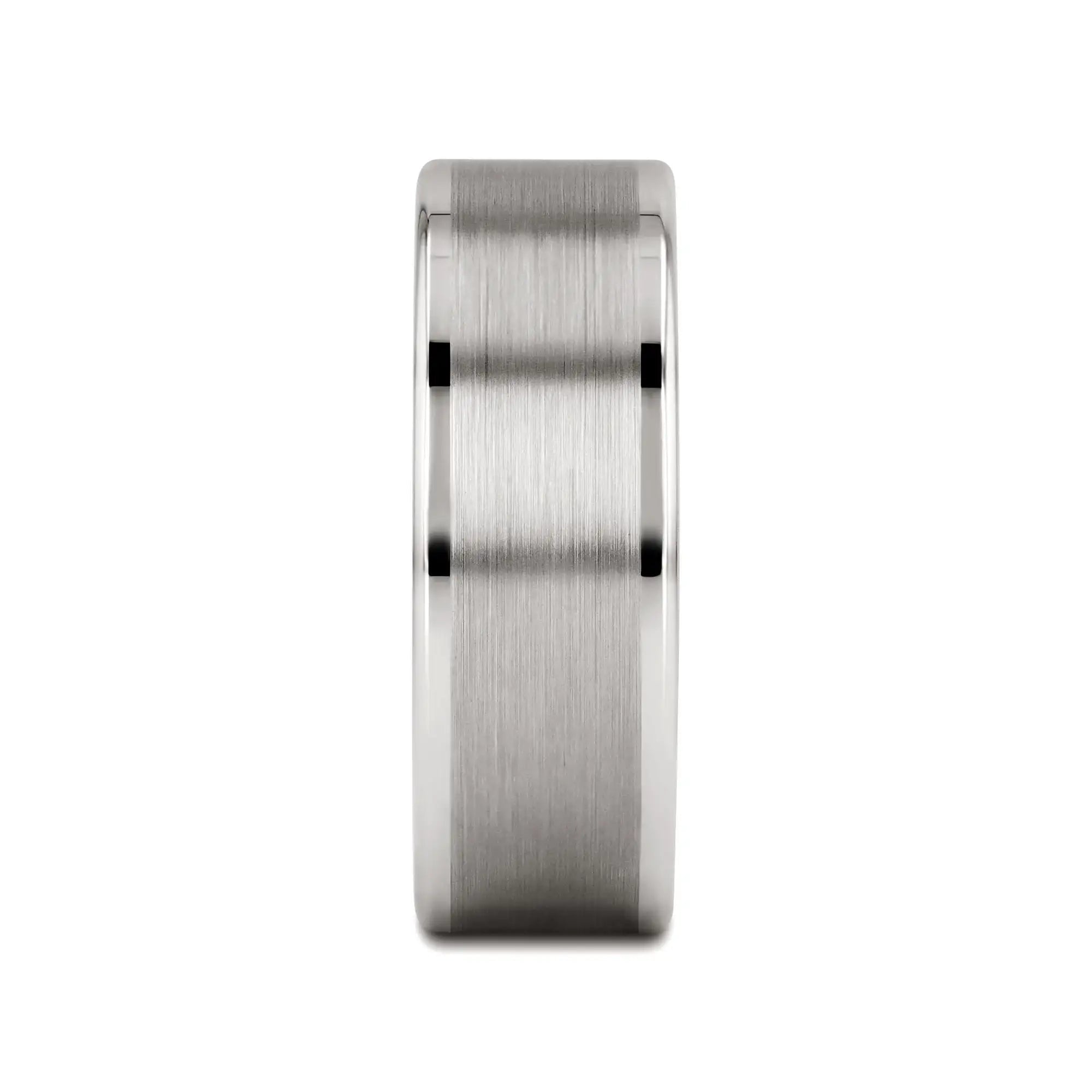WAYNE Flat White Tungsten Wedding Band with Brushed Finished Center - 4mm - 8mm