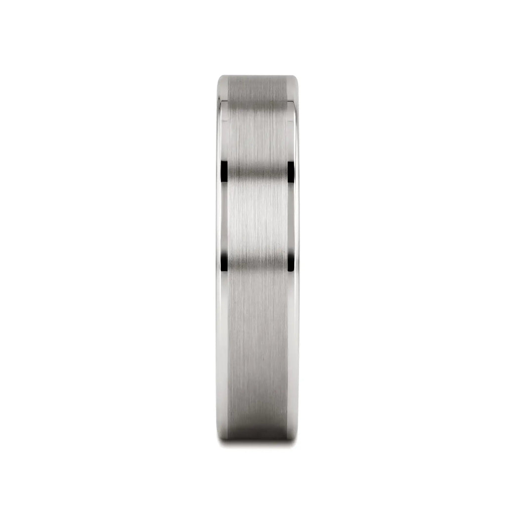 WAYNE Flat White Tungsten Wedding Band with Brushed Finished Center - 4mm - 8mm