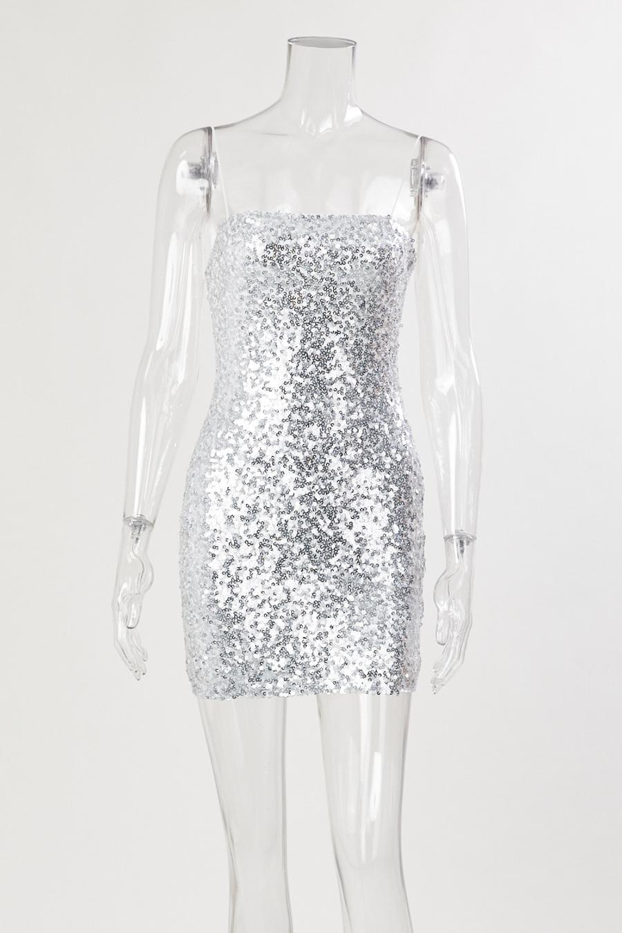 High quality sexy slight stretch sequined sling mini dress new add color