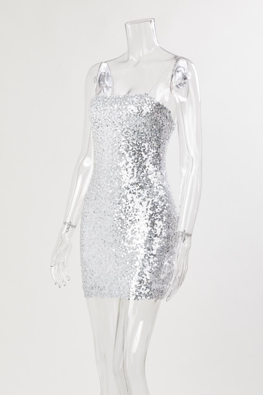 High quality sexy slight stretch sequined sling mini dress new add color