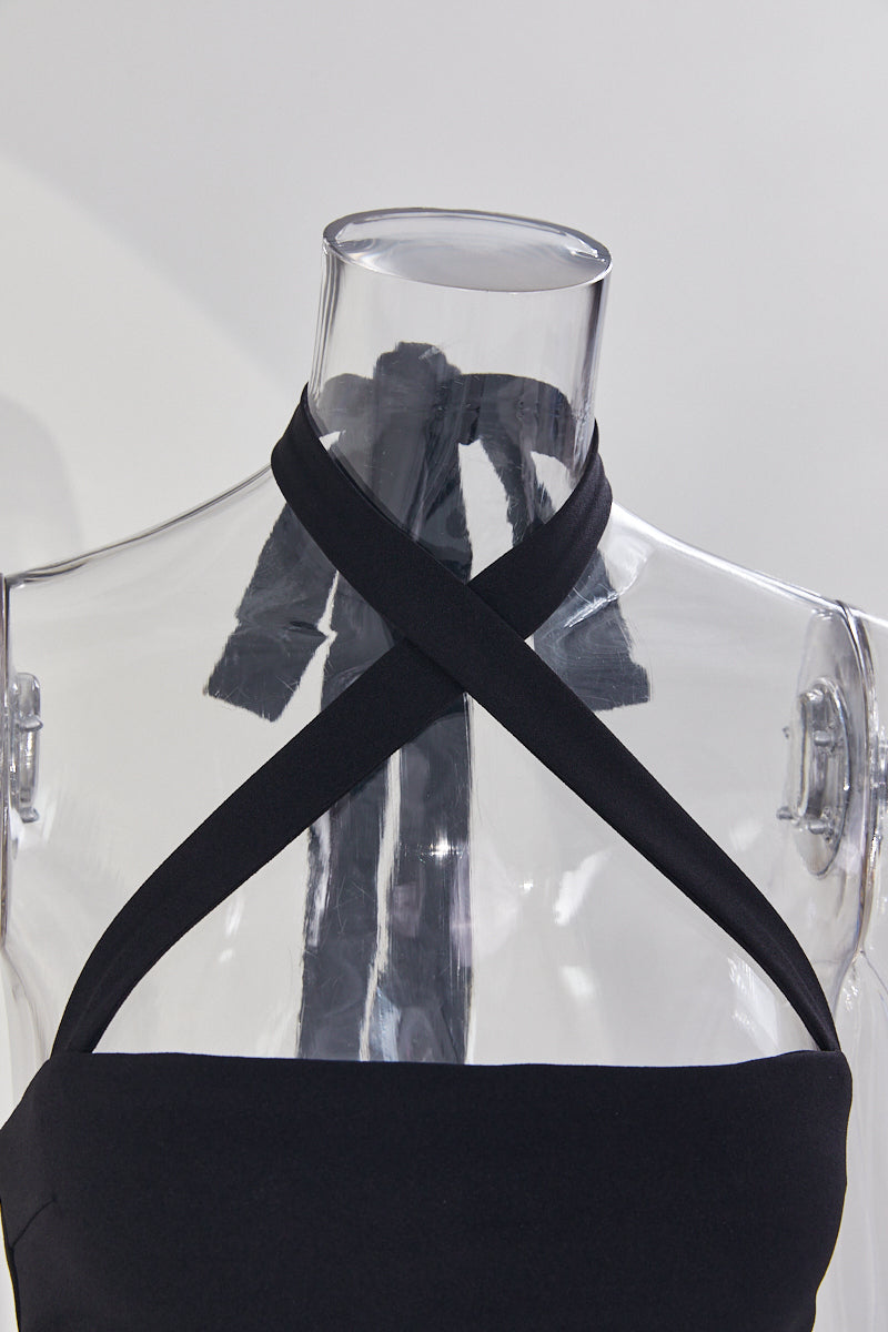 Sexy stylish slight stretch beaded decor hollow midi dress