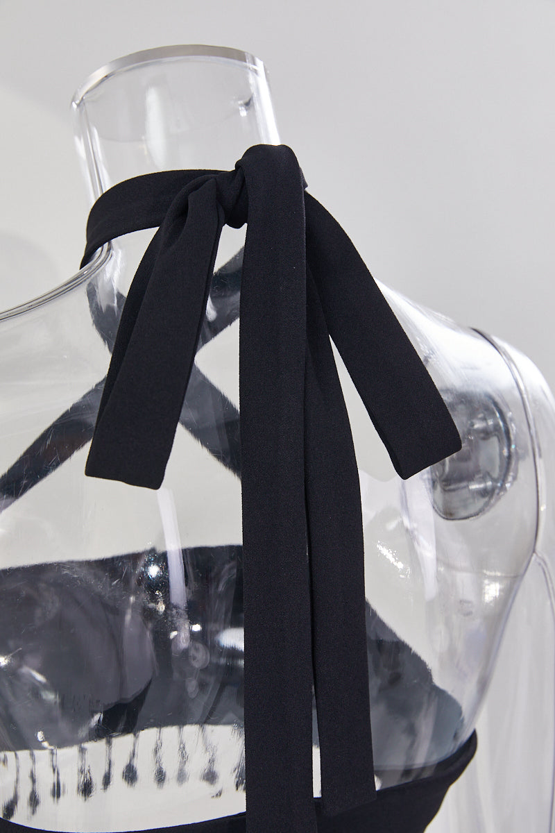 Sexy stylish slight stretch beaded decor hollow midi dress