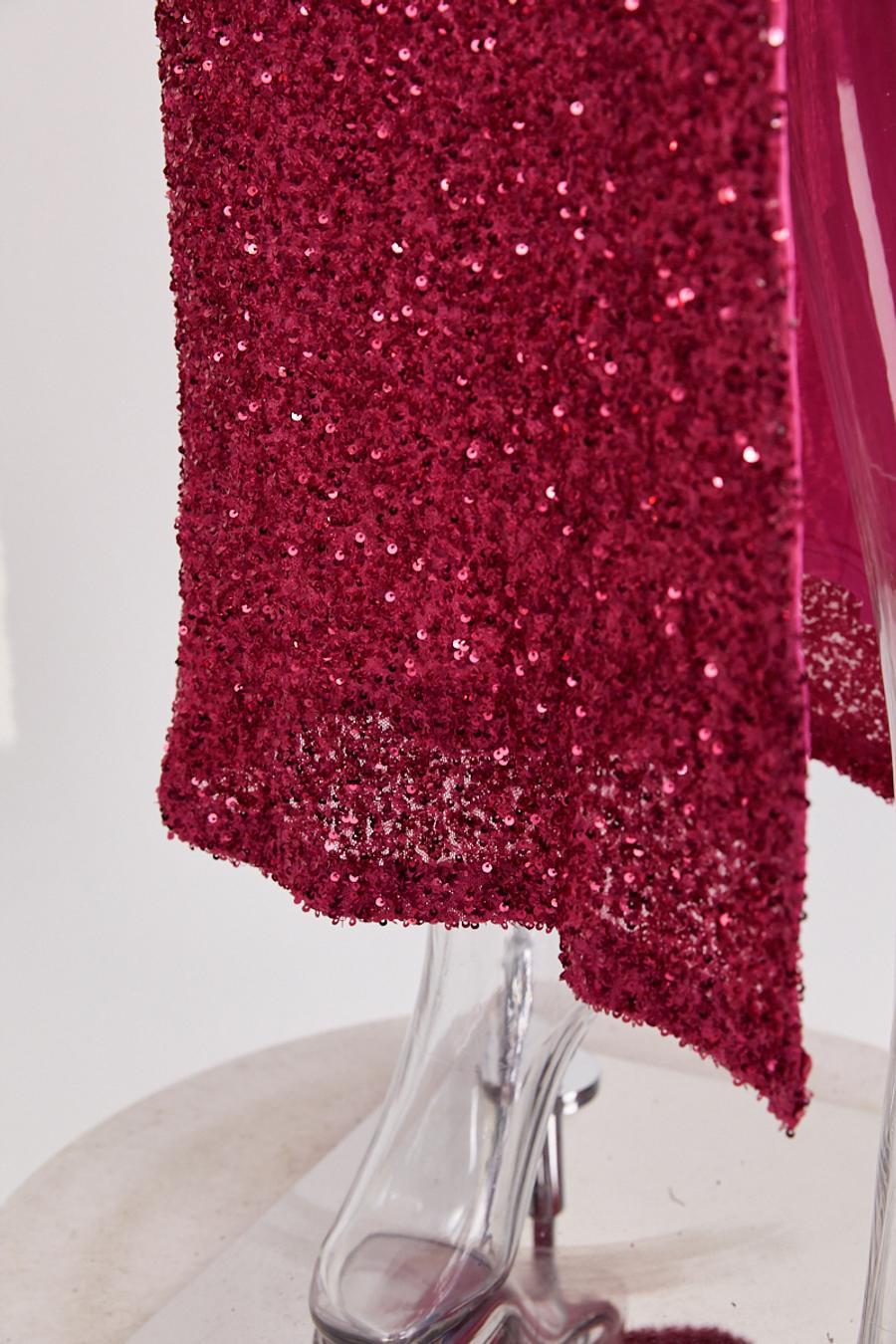 High quality elegant slight stretch sling sequins slim high slit maxi dress