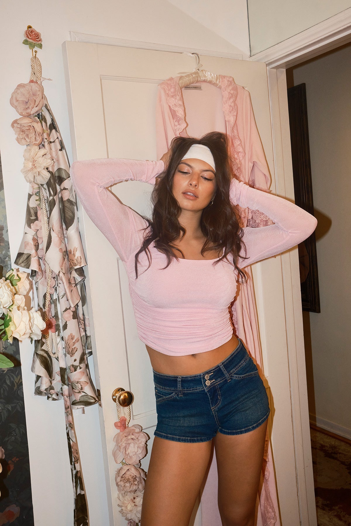 Low Rise 2 Button Slanted Pocket Denim Shorts