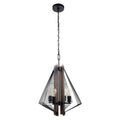 Zenith 4-Light Black & Wood Dimmable Island Pendant Light