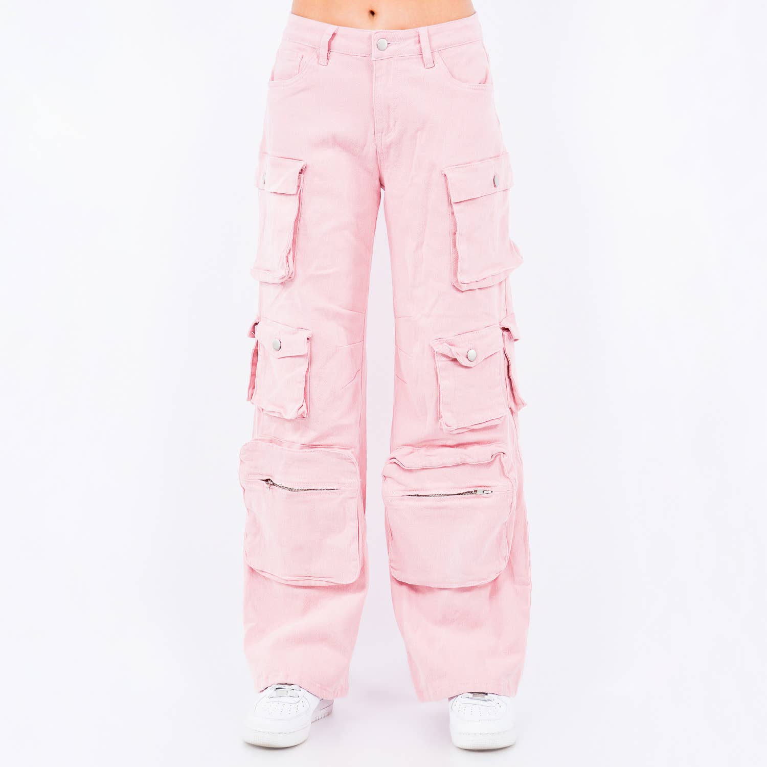 PLUS SIZE HIGH WAIST WIDE LEG POCKET PANTS-RJH30589P