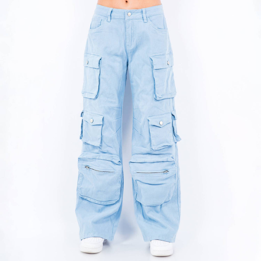 PLUS SIZE HIGH WAIST WIDE LEG POCKET PANTS-RJH30589P