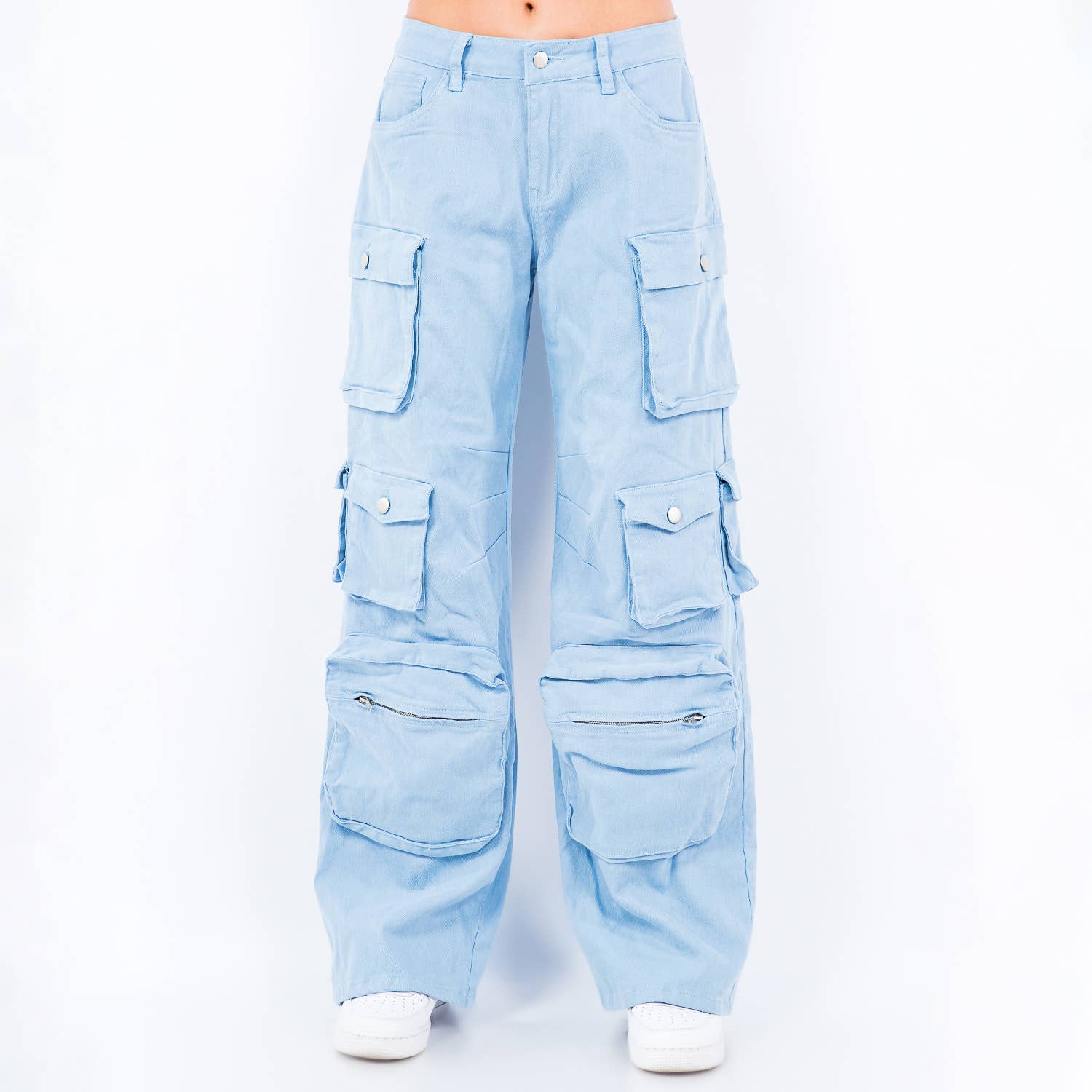 PLUS SIZE HIGH WAIST WIDE LEG POCKET PANTS-RJH30589P
