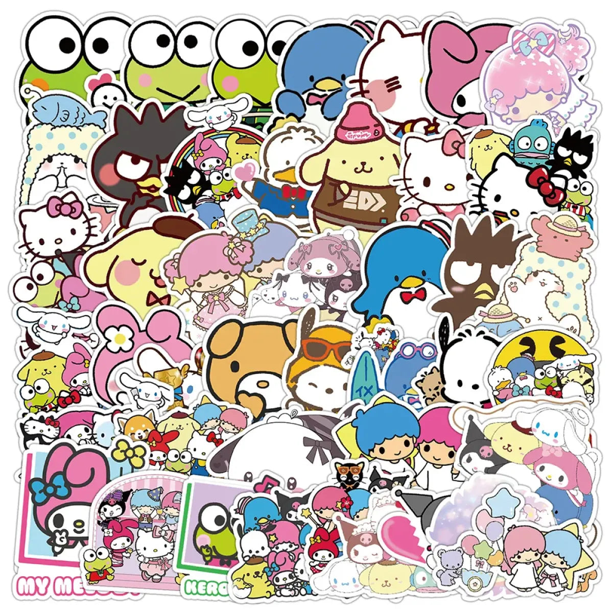 50pcs Sanrio Cartoon Stickers - Hello Kitty, Kuromi, My Melody