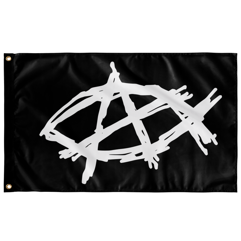 AnarchoChristian - Anarchist Fish Single-Sided Flag