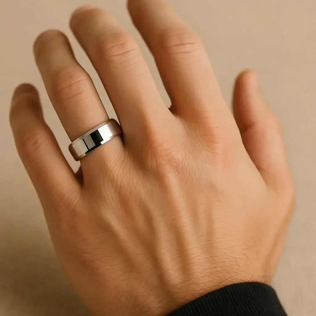 AKRON Tungsten Carbide Ring with Beveled Edges – 10mm