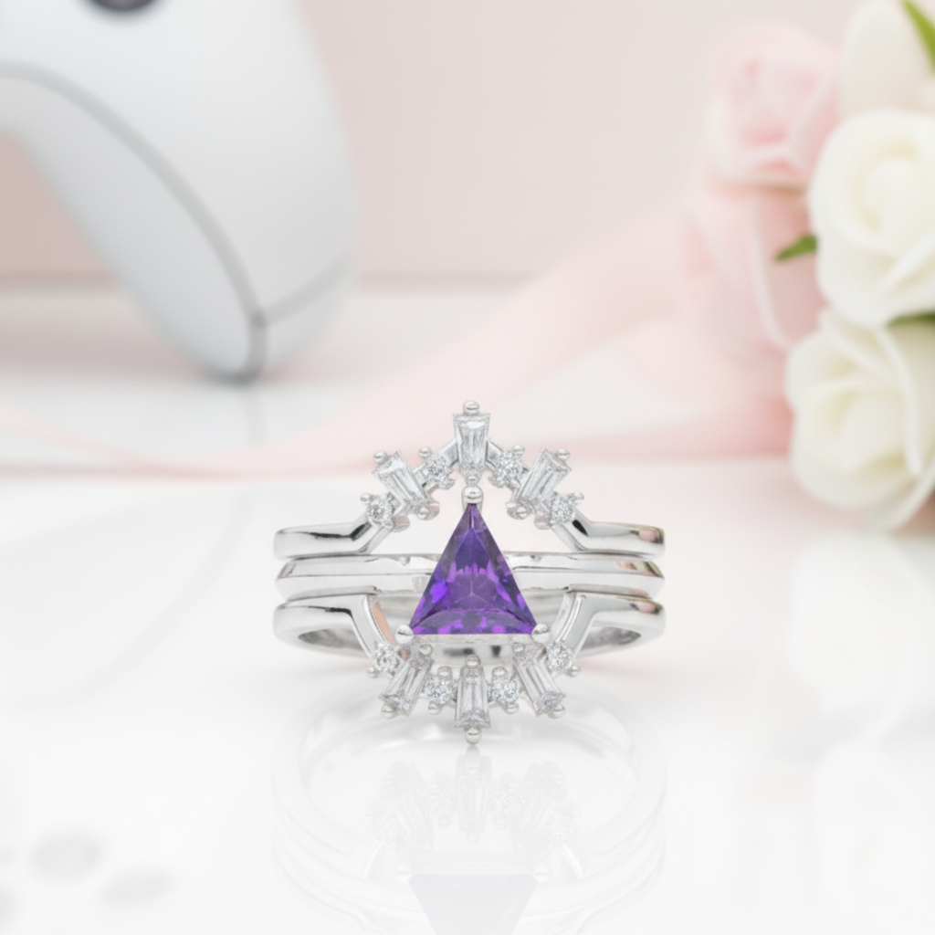 Alchemist 3 Piece Ring Set (Women)- 14k Rose Gold Video Game Inspired Rings