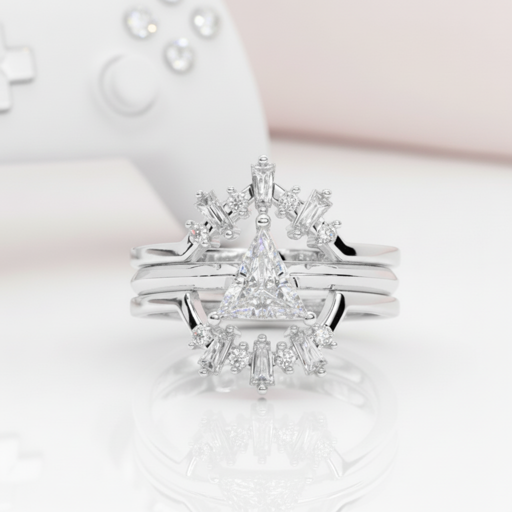 Alchemist 3 Piece Ring Set (Women)- 14k Rose Gold Video Game Inspired Rings