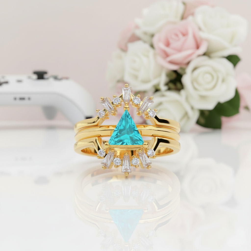 Alchemist 3 Piece Ring Set (Women)- 14k Rose Gold Video Game Inspired Rings