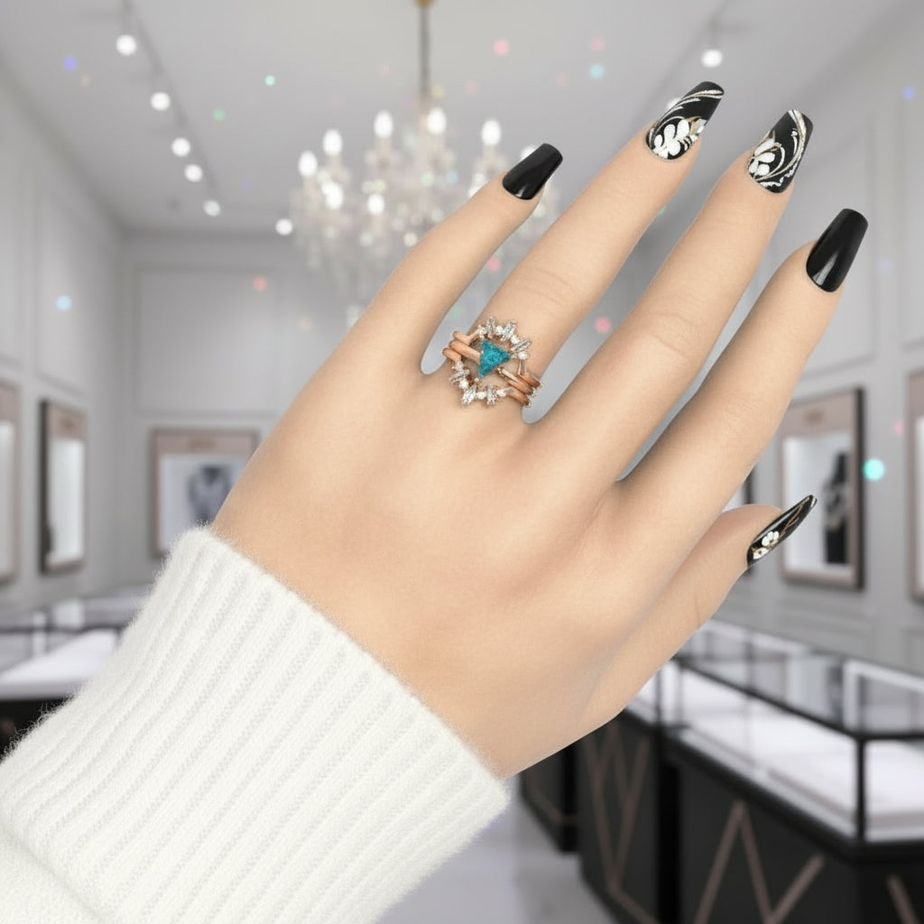 Alchemist 3 Piece Ring Set (Women)- 14k Rose Gold Video Game Inspired Rings