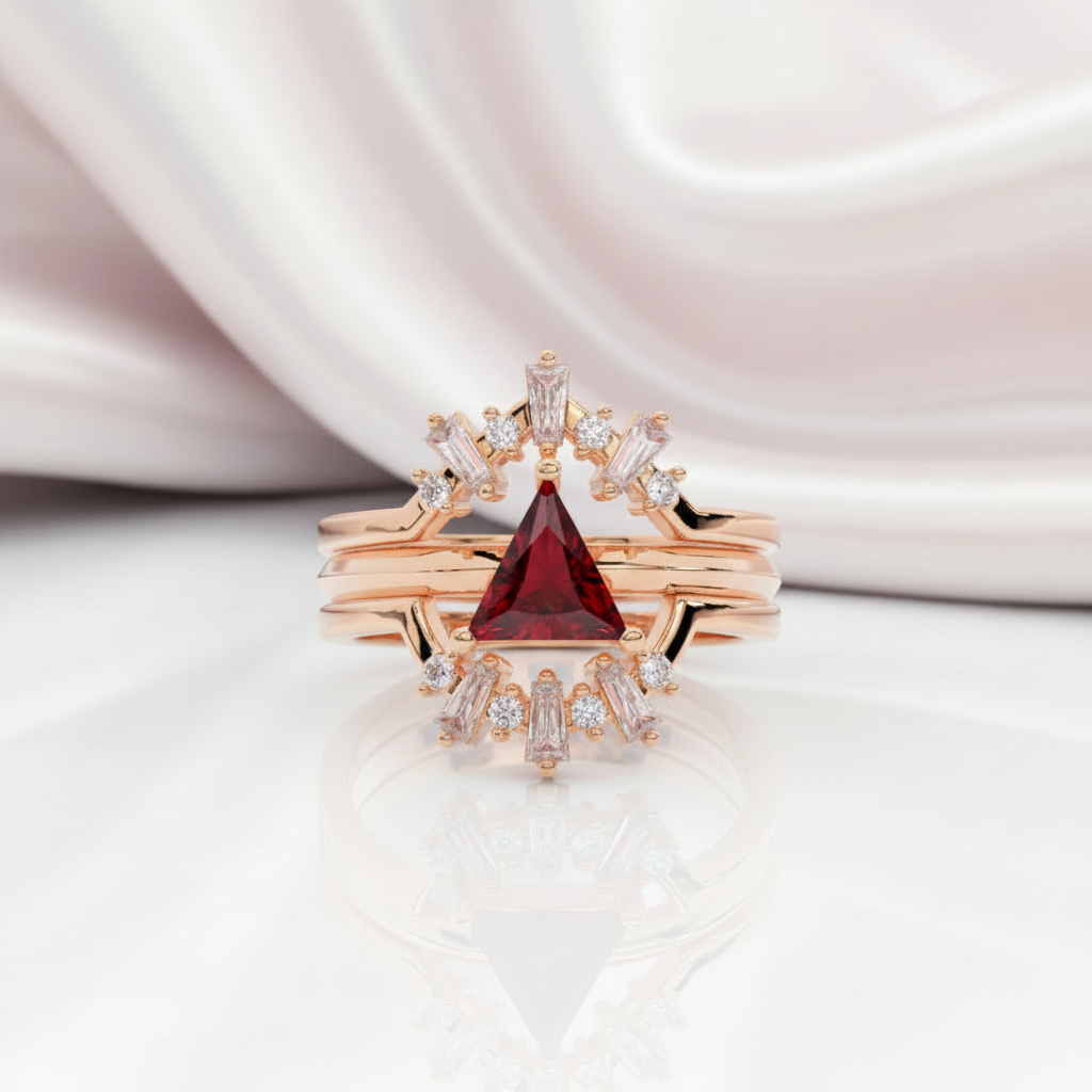Alchemist 3 Piece Ring Set (Women)- 14k Rose Gold Video Game Inspired Rings