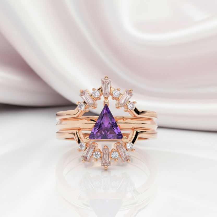 Alchemist 3 Piece Ring Set (Women)- 14k Rose Gold Video Game Inspired Rings