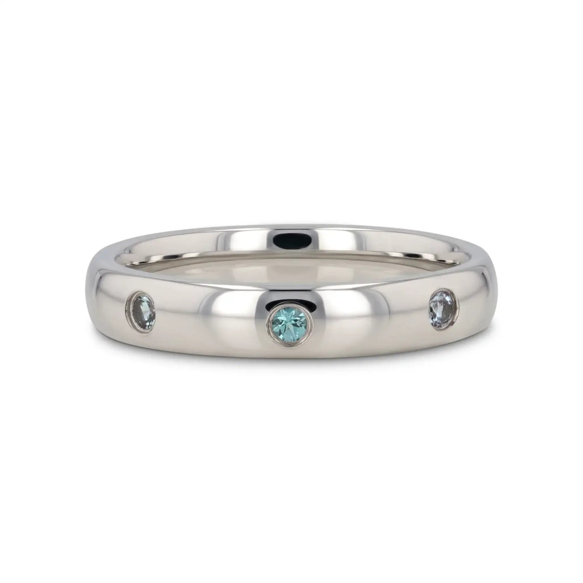 ALEX Polished Domed Tungsten Carbide Ring with Alexandrite Setting - 4mm