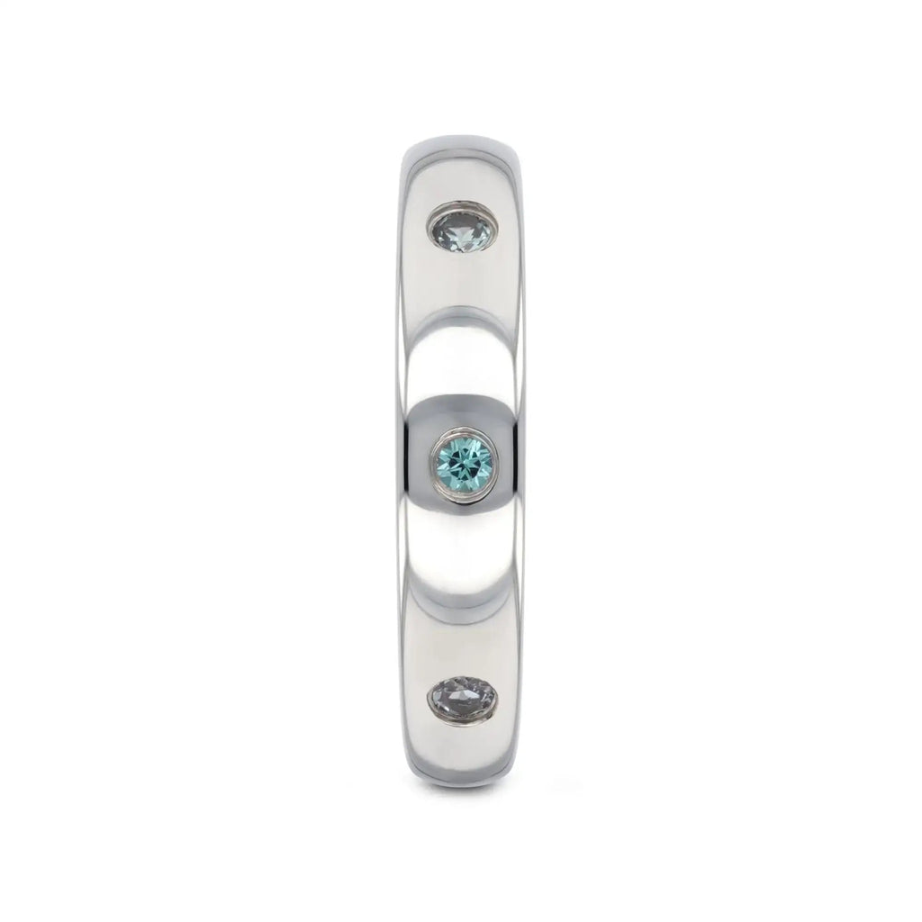 ALEX Polished Domed Tungsten Carbide Ring with Alexandrite Setting - 4mm