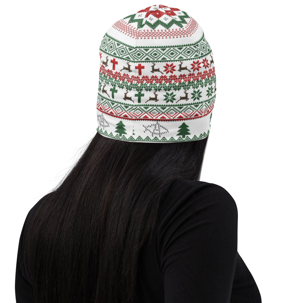 No King but Christ Ugly Christmas All-Over Print Beanie
