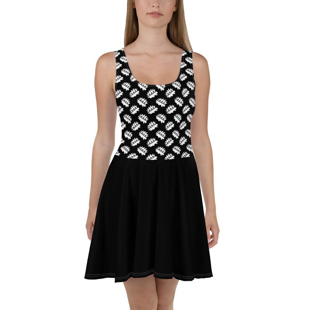 Black Porcupine Skater Dress