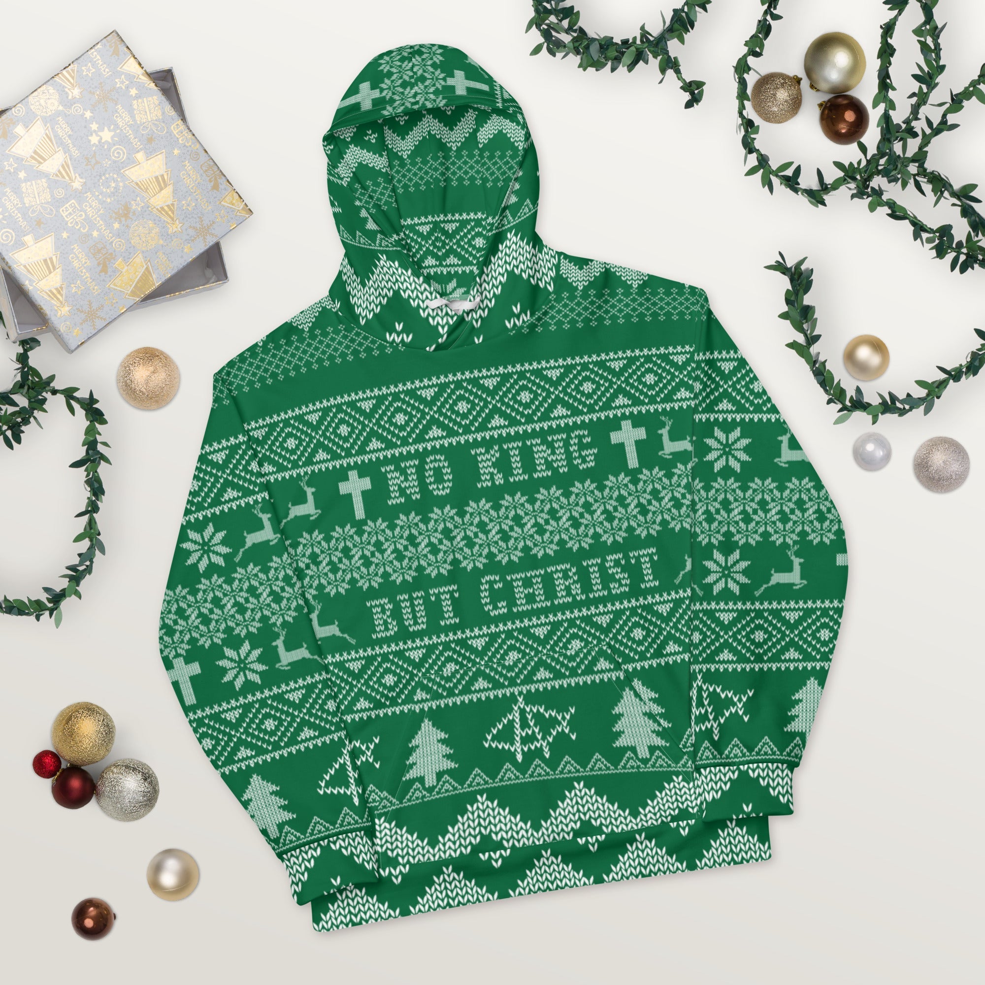 AnarchoChristian No King but Christ Unisex Ugly Christmas Sweater Hoodie