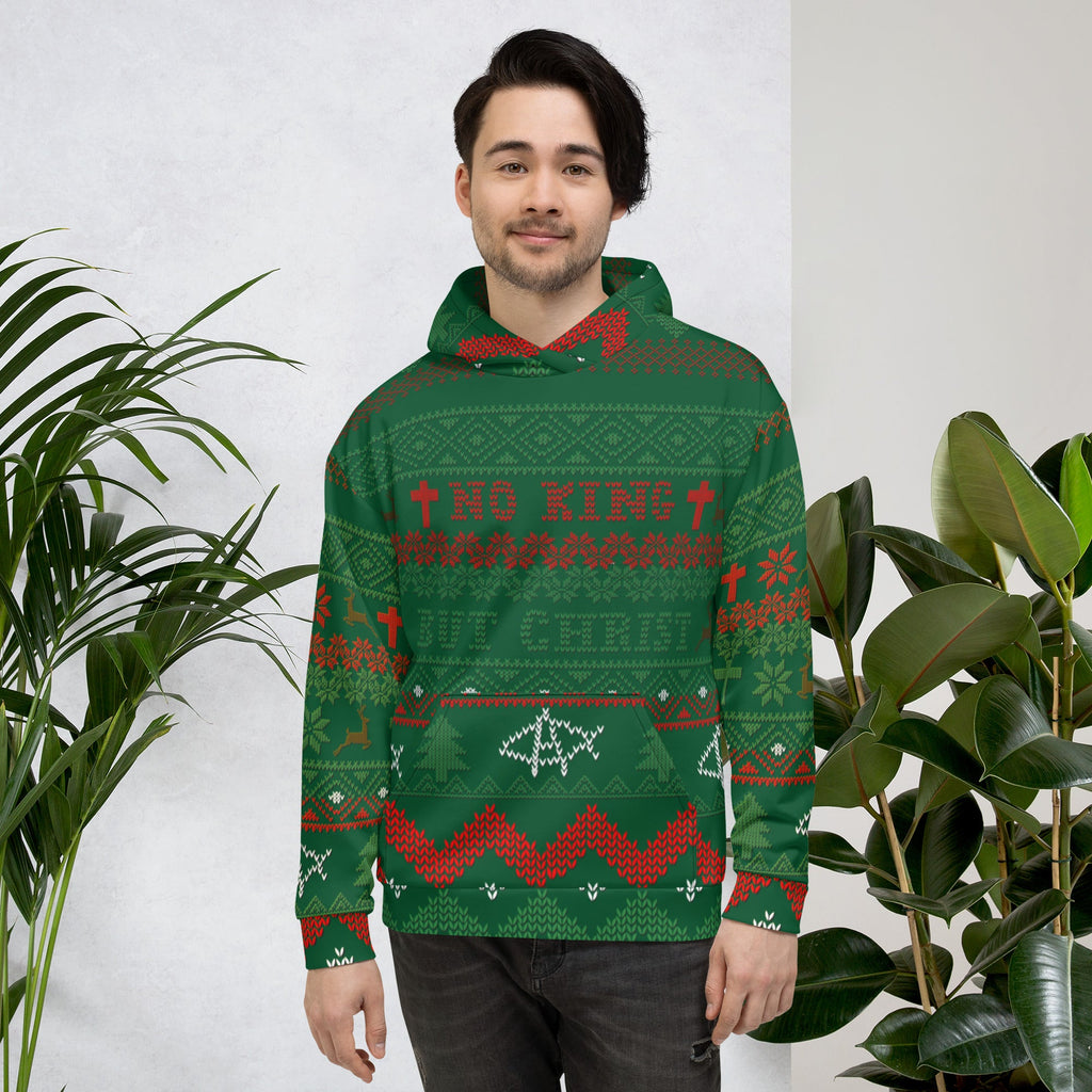 AnarchoChristian No King but Christ Unisex Ugly Christmas Sweater Hoodie