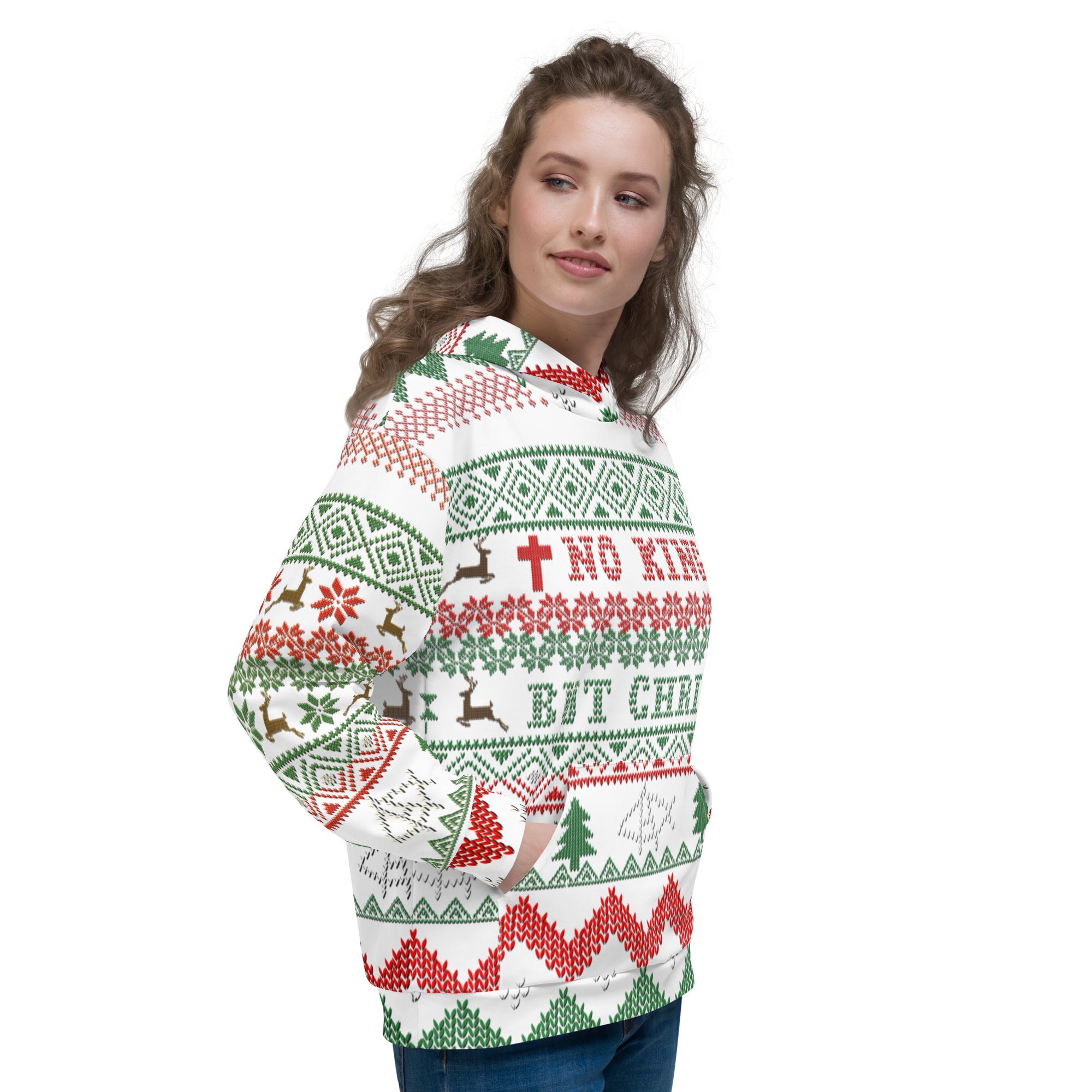 AnarchoChristian No King but Christ Unisex Ugly Christmas Sweater Hoodie