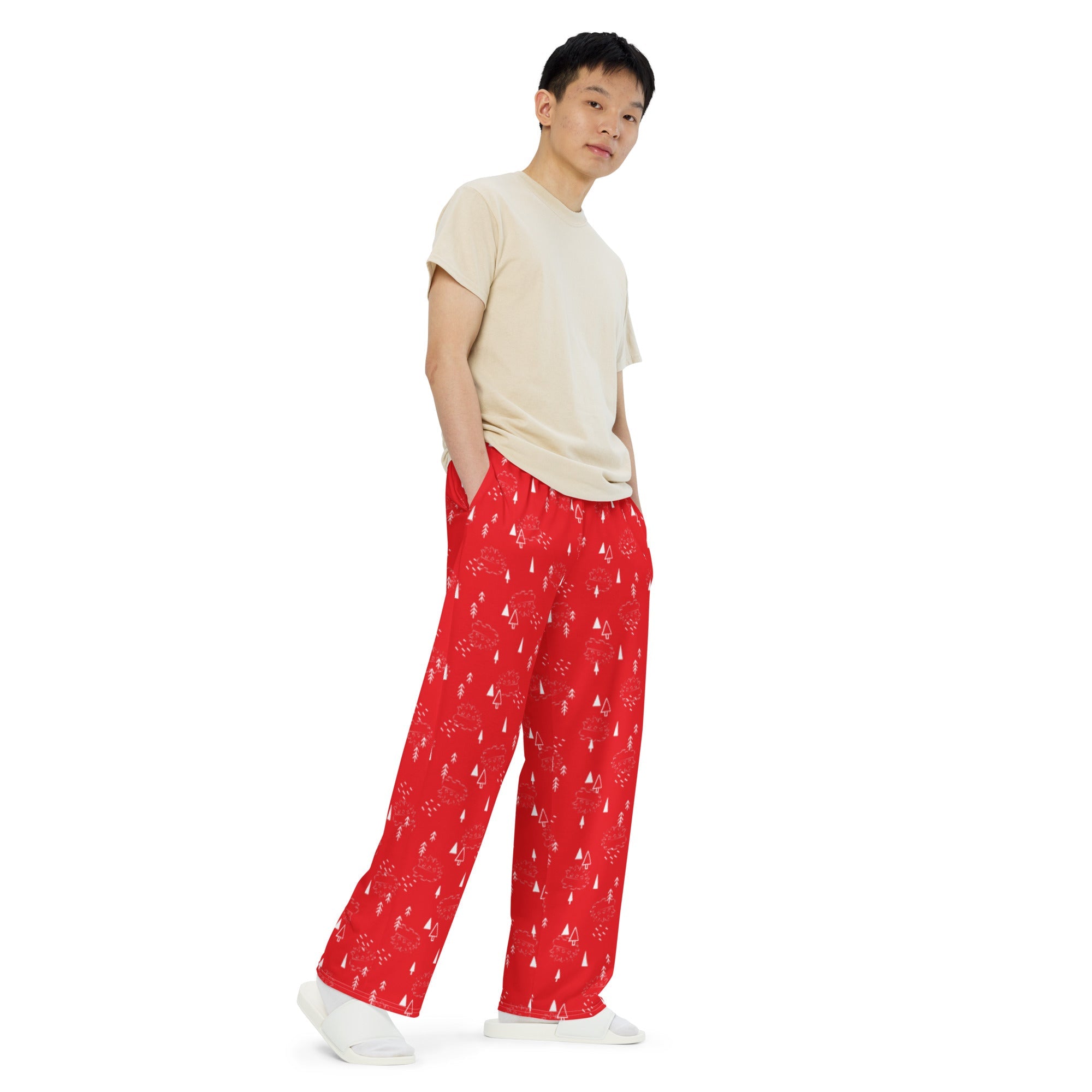 Christmas Porcu-pines All-over print unisex wide-leg pants