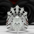 Always and Forever Promise Rings - Oval Cut Diamond Option Gothic Bridal Set in 14K Rose Gold