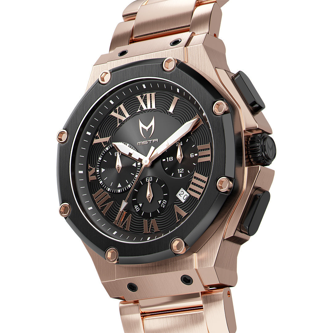 AM139SS - AMBASSADOR ROSE GOLD / BLACK / SS BAND