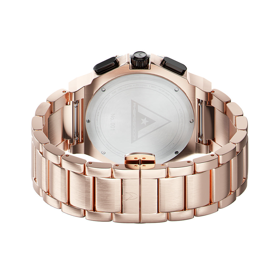 AM139SS - AMBASSADOR ROSE GOLD / BLACK / SS BAND