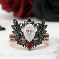 Angel's Wings- 14k White Gold Pear Cut and Red Heart Diamond Option Gothic Promise Ring