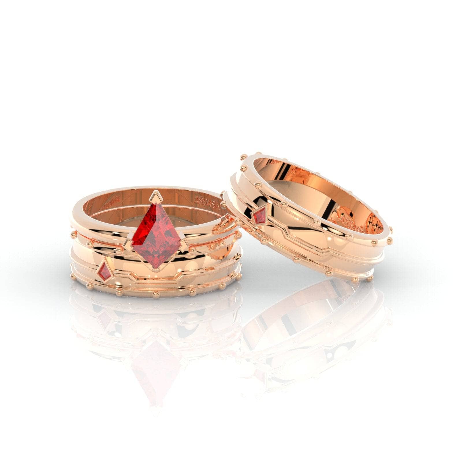 Assassin's Promise Ring Set (Women)- 14k Yellow Gold Video Game Inspired Rings