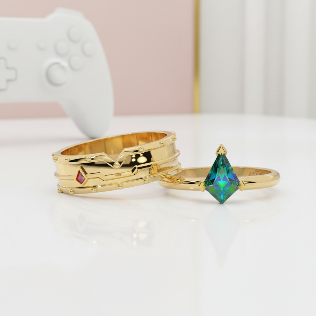 Assassin's Promise Ring Set (Women)- 14k Yellow Gold Video Game Inspired Rings