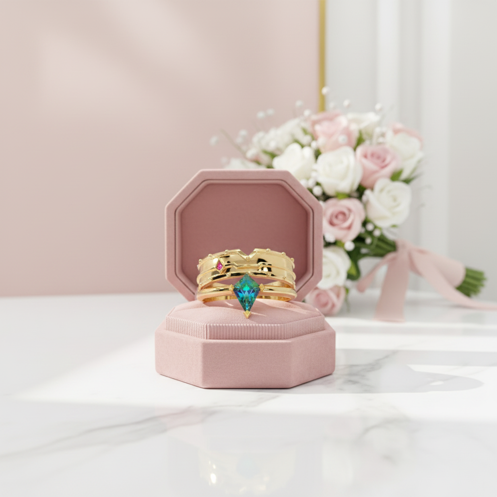 Assassin's Promise Ring Set (Women)- 14k Yellow Gold Video Game Inspired Rings