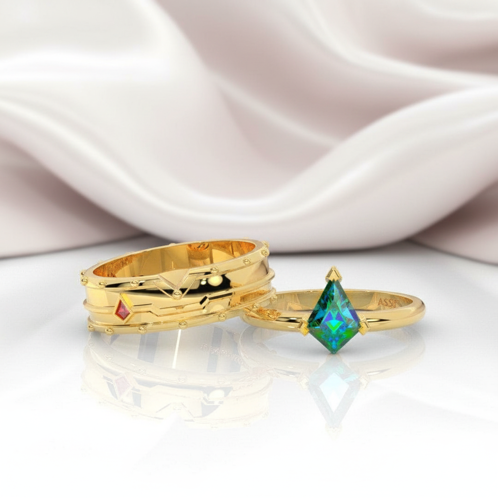 Assassin's Promise Ring Set (Women)- 14k Yellow Gold Video Game Inspired Rings